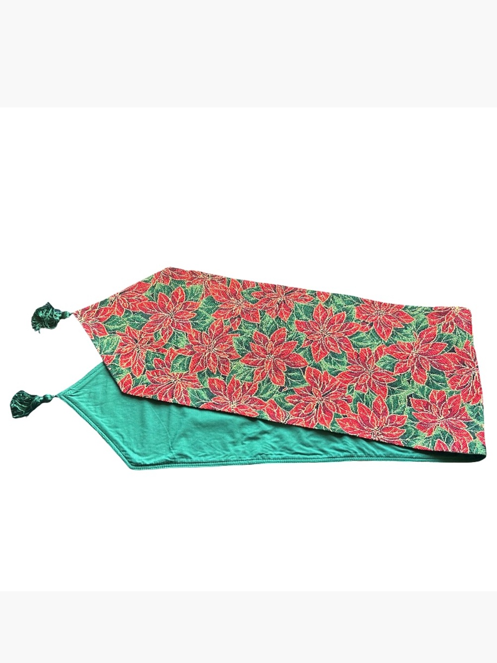 Vintage Christmas Poinsettia Tapestry Table Runner